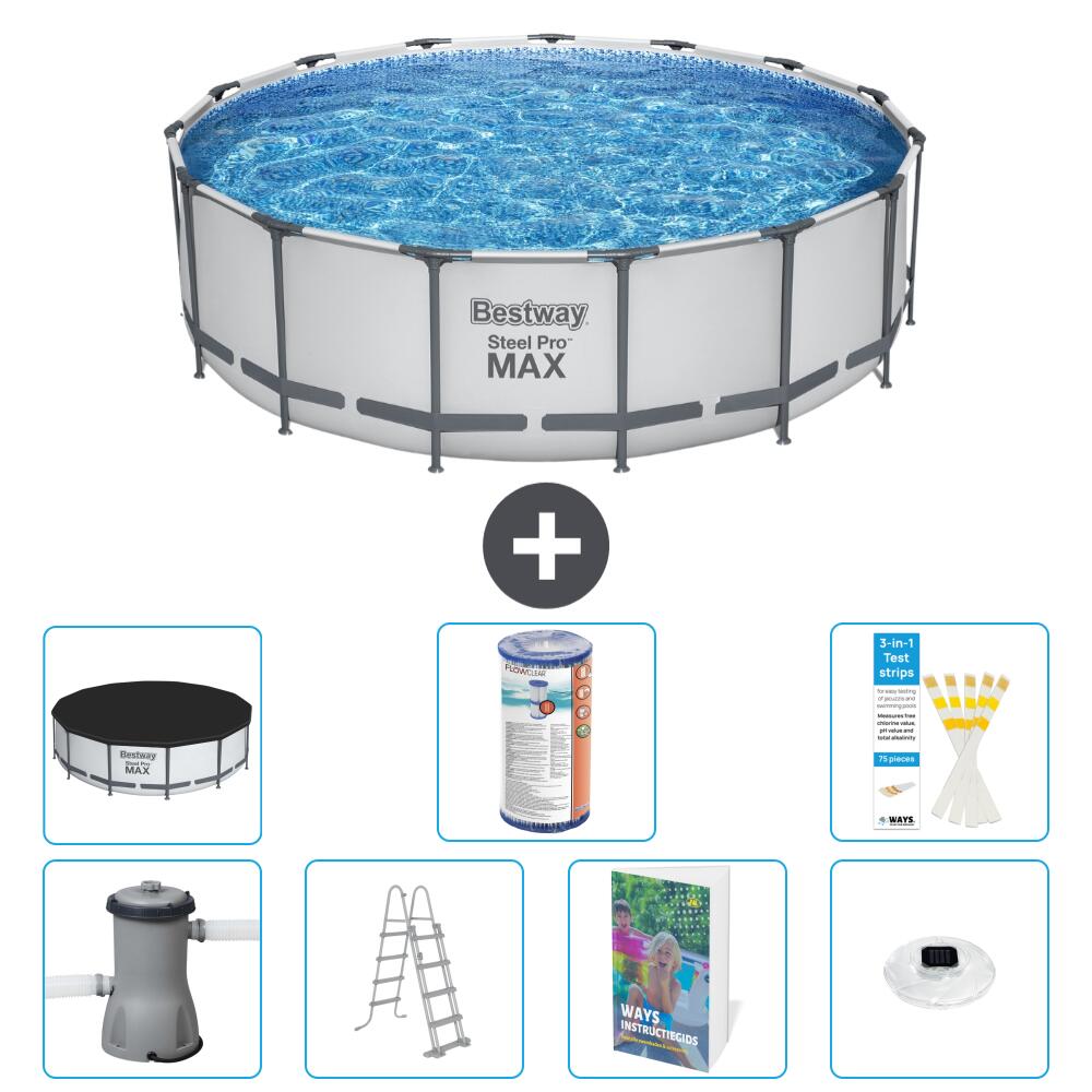 BESTWAY Basen Steel Pro MAX Okrągły - 488x122 cm - 8-częściowy S622