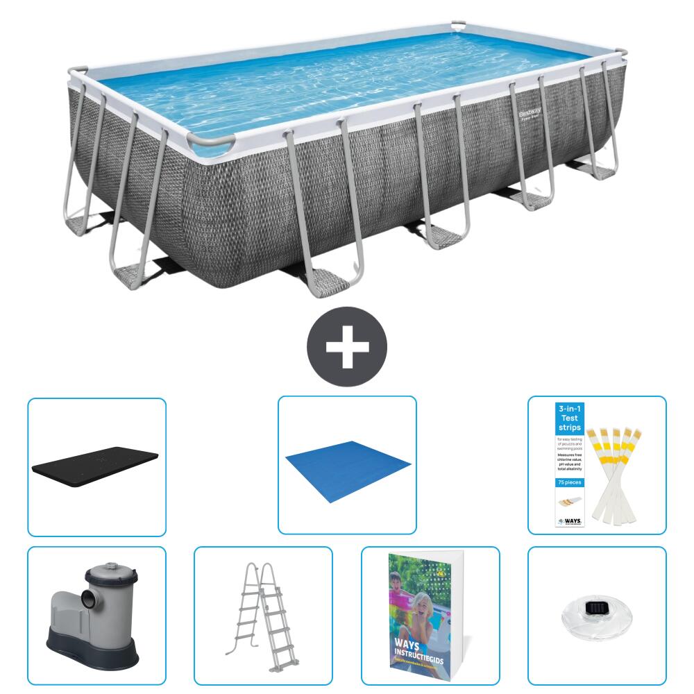 BESTWAY Basen Power Steel Prostokątny - 549x274x122 cm - 8-częściowy S596