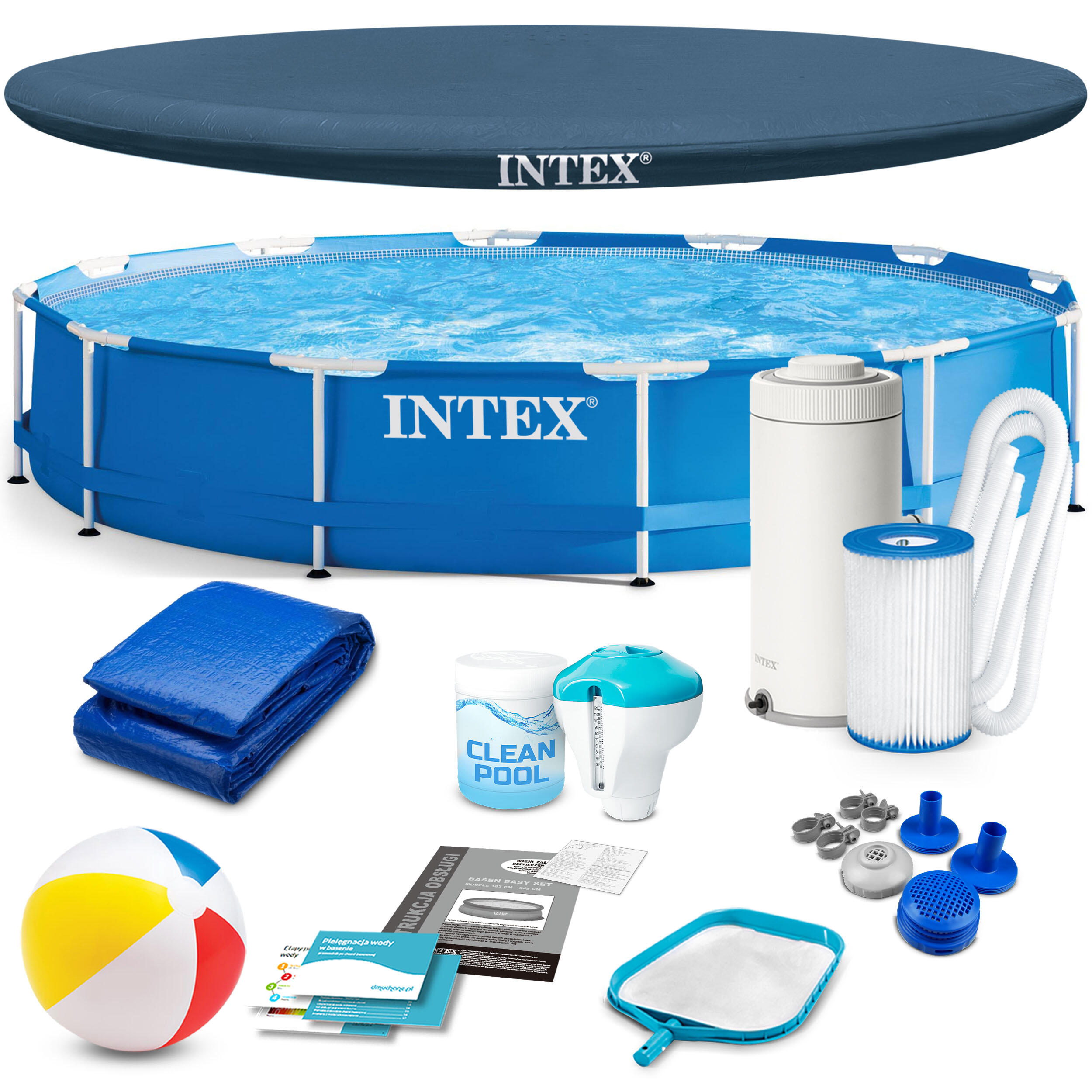 Basen stelażowy do ogrodu Intex 366 x 76 cm zestaw 15w1