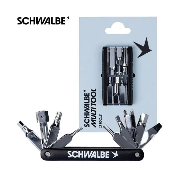 Schwalbe Multitool 13w1 - narzędzie rowerowe z końcówkami do wentyli
