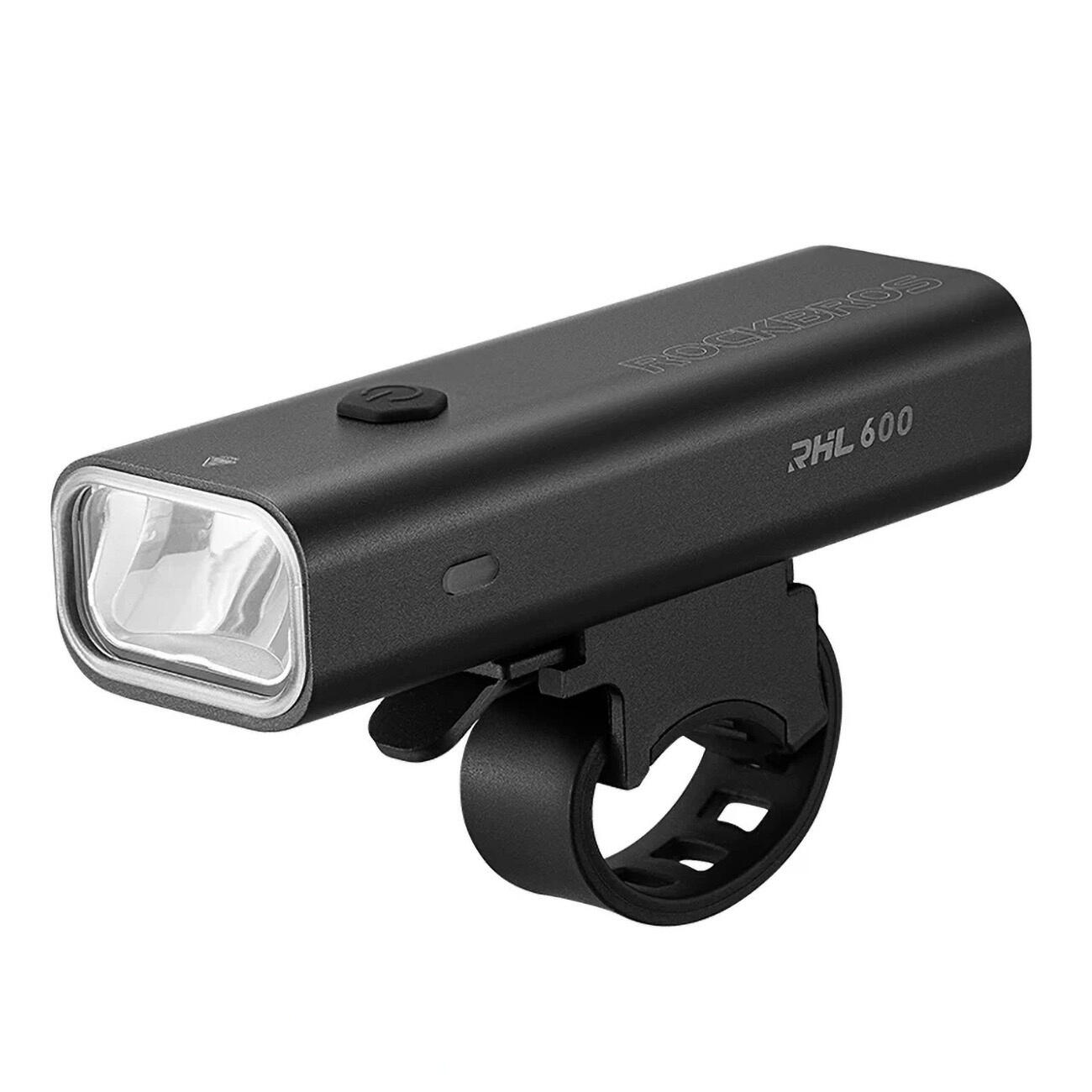 Lampa Rowerowa LED Przednia Rockbros 600lm IPX6 z USB-C i 5 Trybami, Czarna