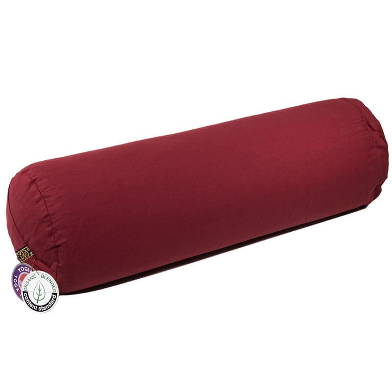 Bolster z bawełny organicznej do jogi - czerwony, 60 cm x 16 cm