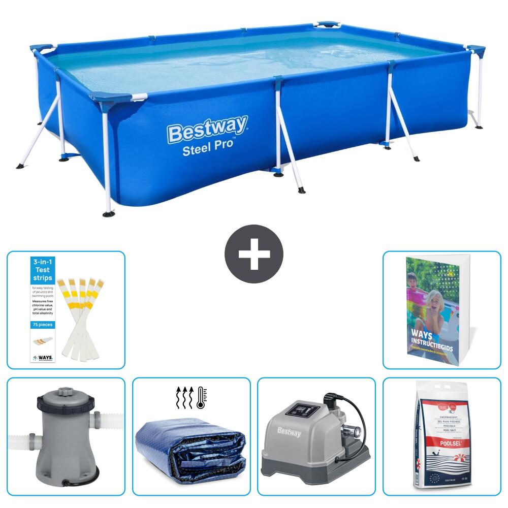 BESTWAY Basen Steel Pro Prostokątny - 300x201x66 cm - 7-częściowy S329