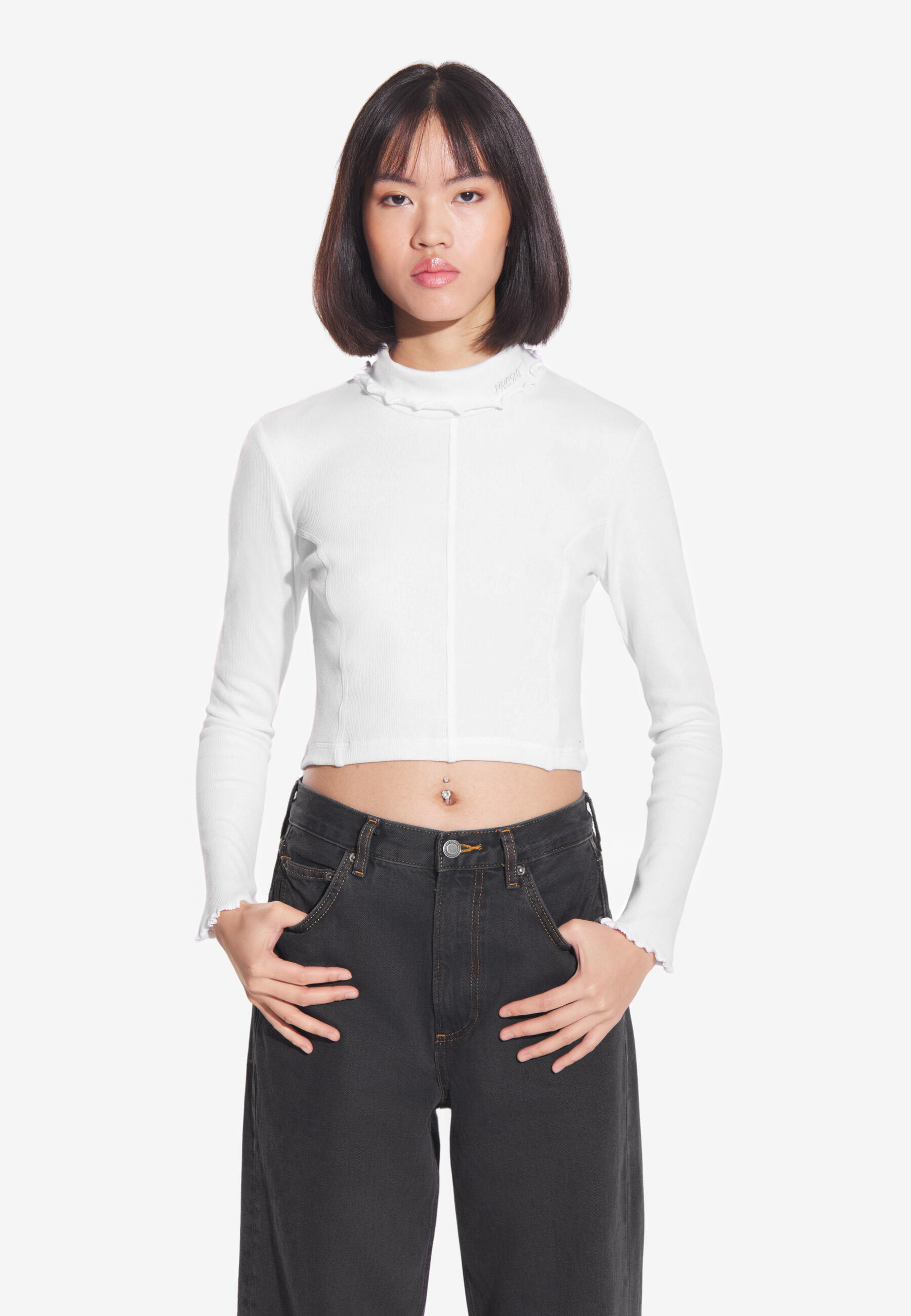 Koszulka sportowa damska Prosto Turtleneck Ribbed z długim rękawem