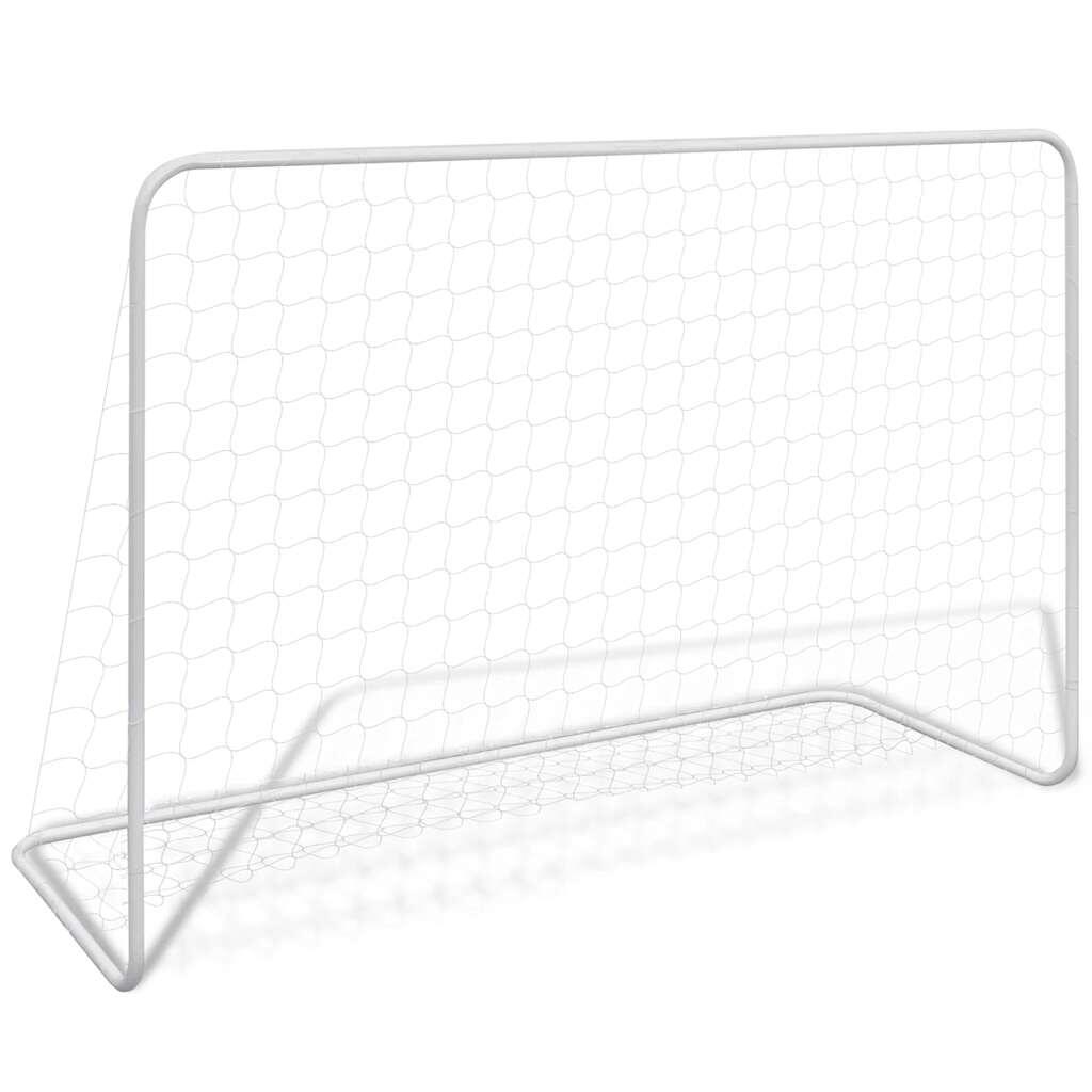 VidaXL Bramka do piłki nożnej z siatką 182x61x122 cm stal biała