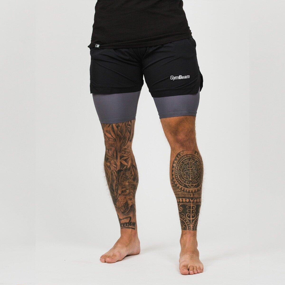 Szorty męskie fitness 2in1 czarno-szare