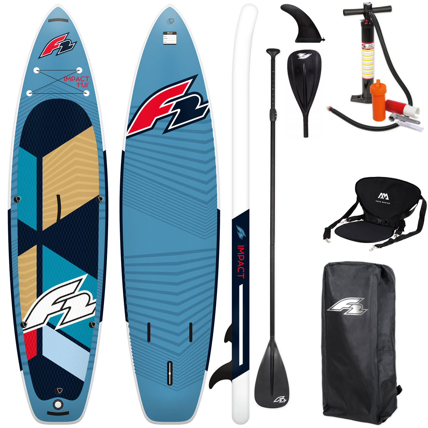 DESKA SUP POMPOWANA F2 IMPACT 10'8'' 325 CM COMBO Wiosło 2w1 i Siedzisko