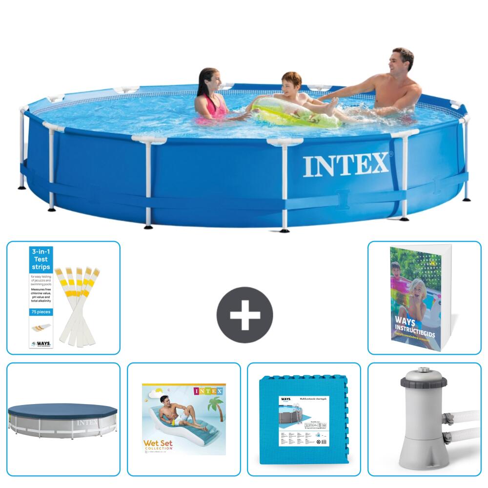 INTEX Basen ze stelażem Okrągły - 366x76 cm - 7-częściowy S129