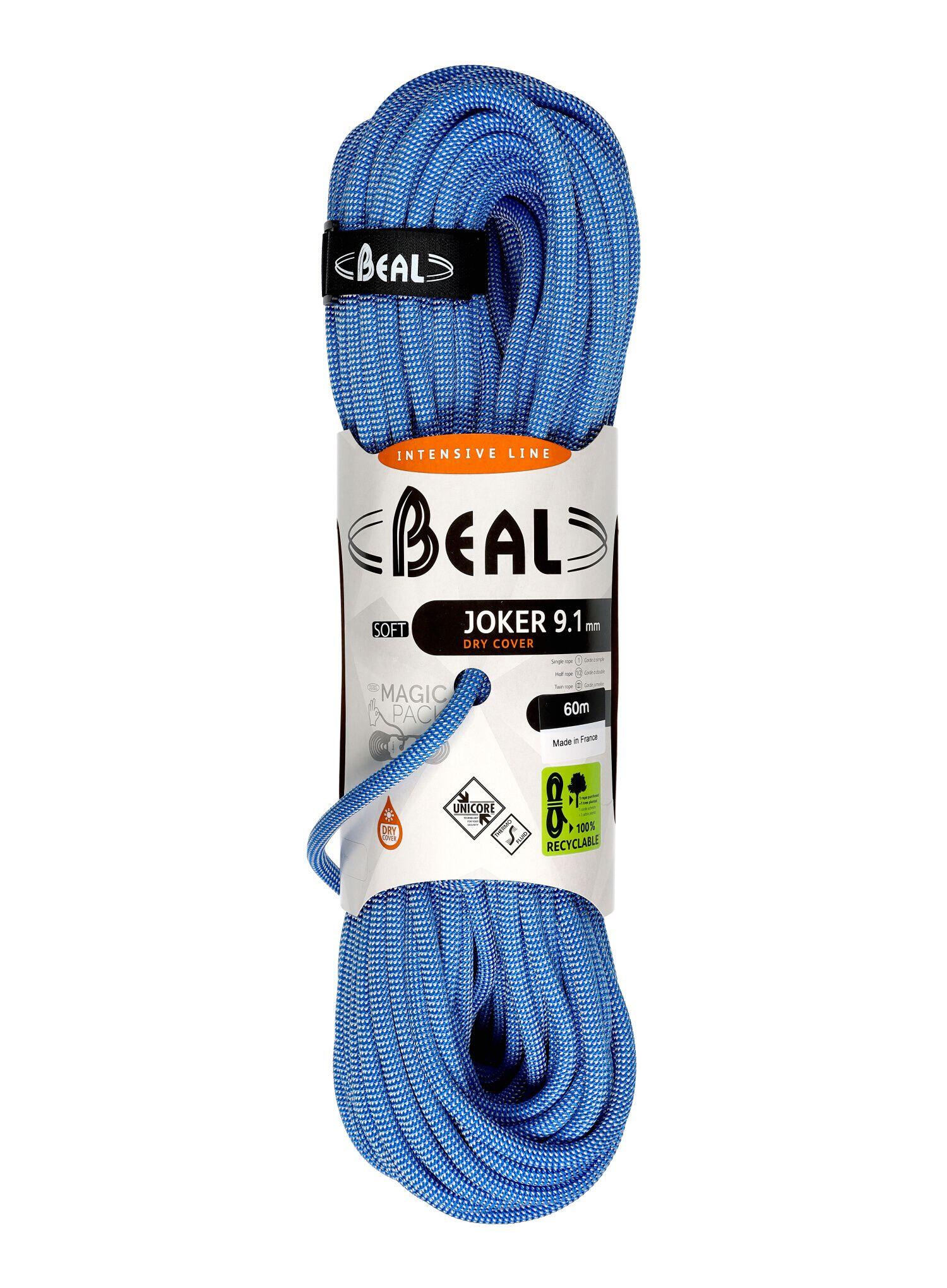 Lina wspinaczkowa Beal Joker Soft 9,1 mm 60m Unicore Dry Cover - blue