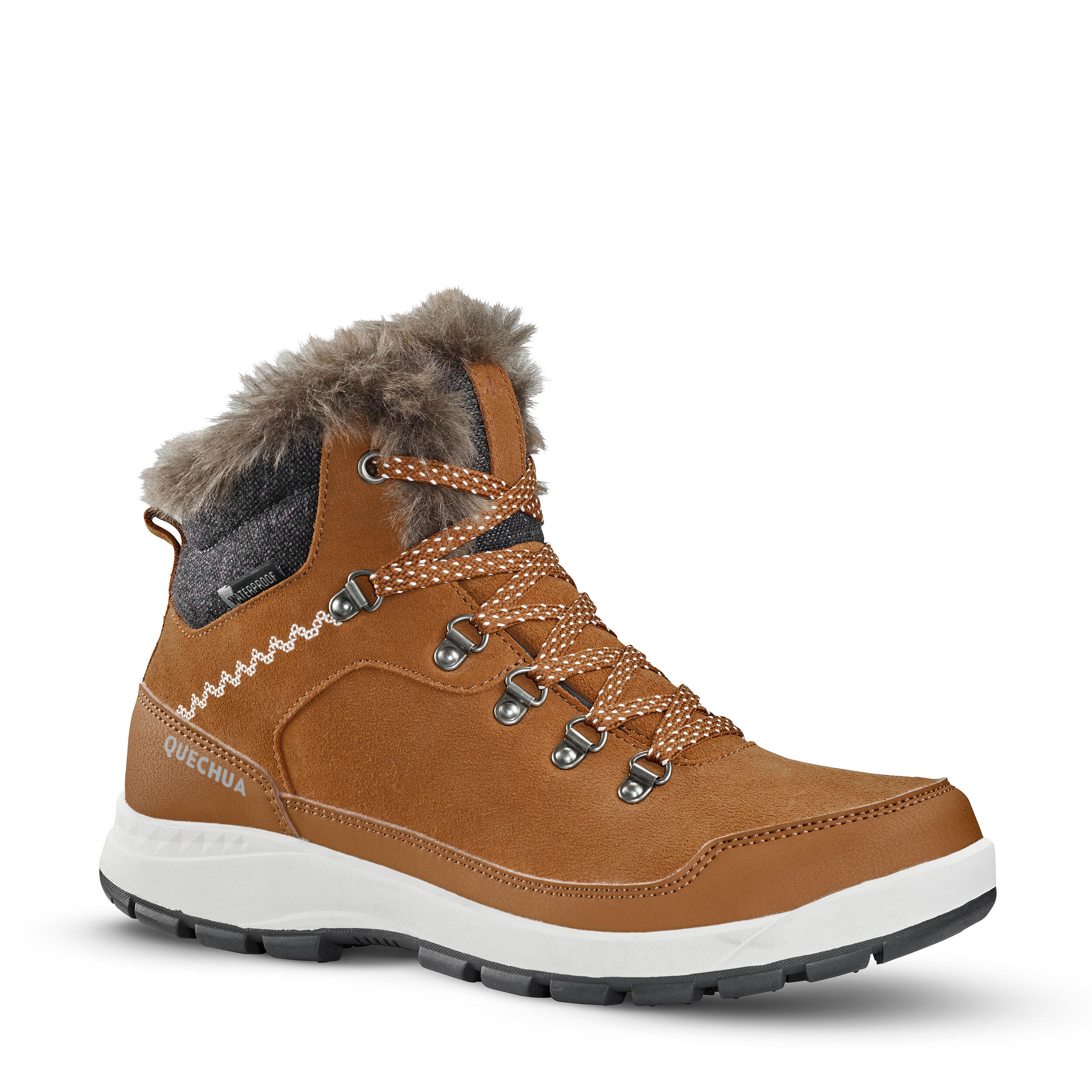 Buty turystyczne damskie, Quechua SH500 X-Warm mid, wodoodoporne