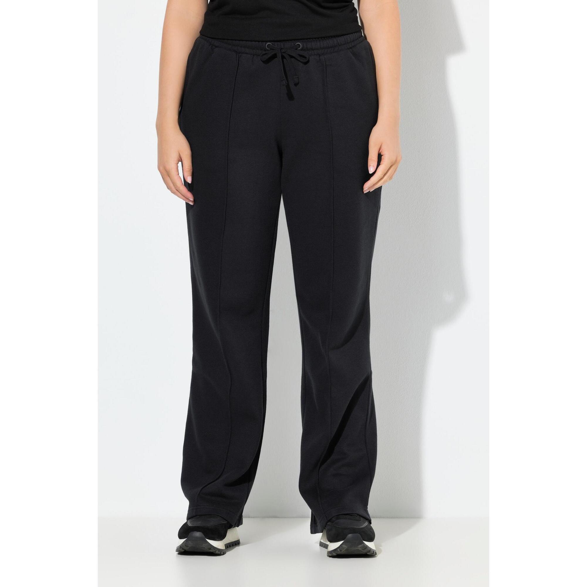 Damskie Spodnie dresowe zaszewki szerokie nogawki elastyczny pas