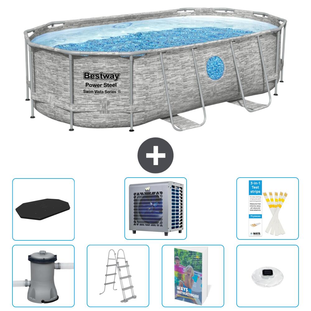 BESTWAY Basen Power Steel Owalny - 427x250x100 cm - 8-częściowy S523