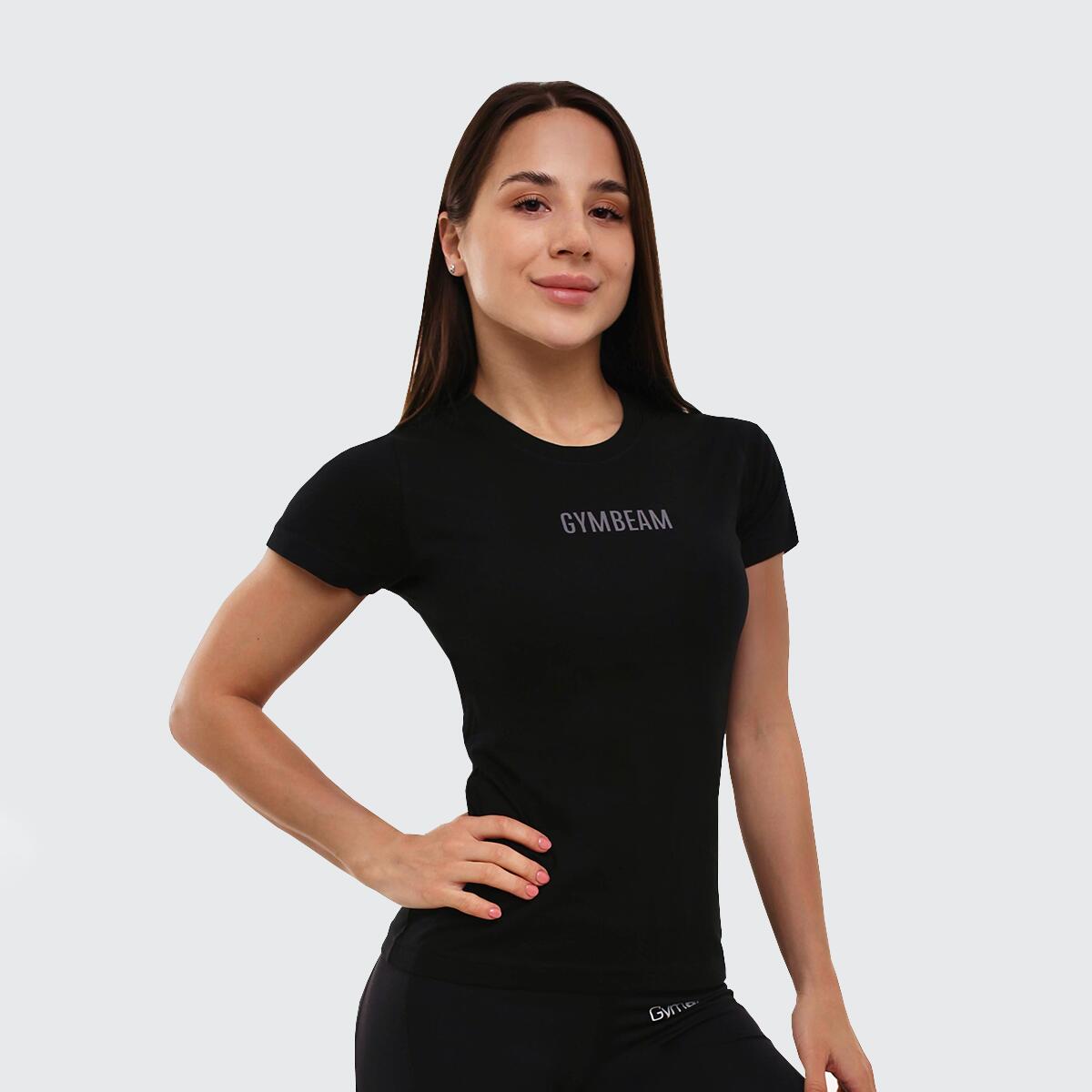 Koszulka damska fitness slim fit czarna FIT