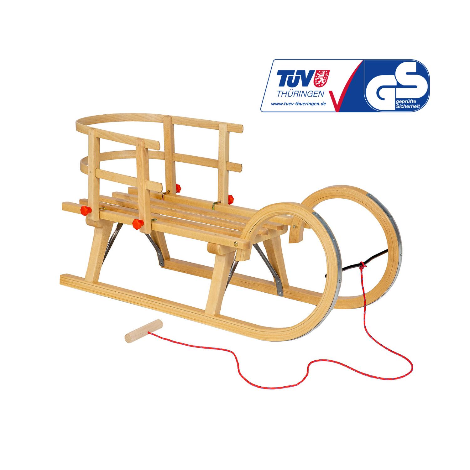 Zestaw sanki drewniane AD323 D95 + AD302 oparcie drewniane + AD300 sznurek