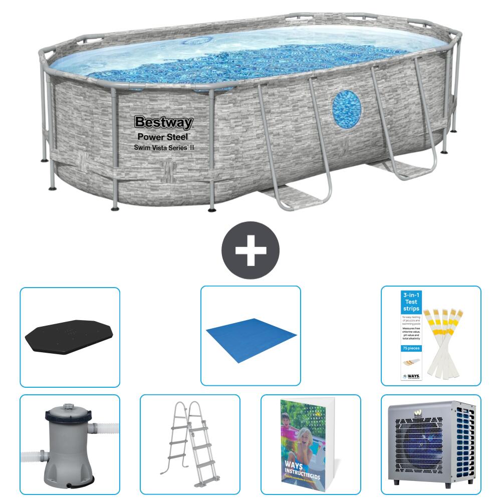 BESTWAY Basen Power Steel Owalny - 427x250x100 cm - 8-częściowy S626