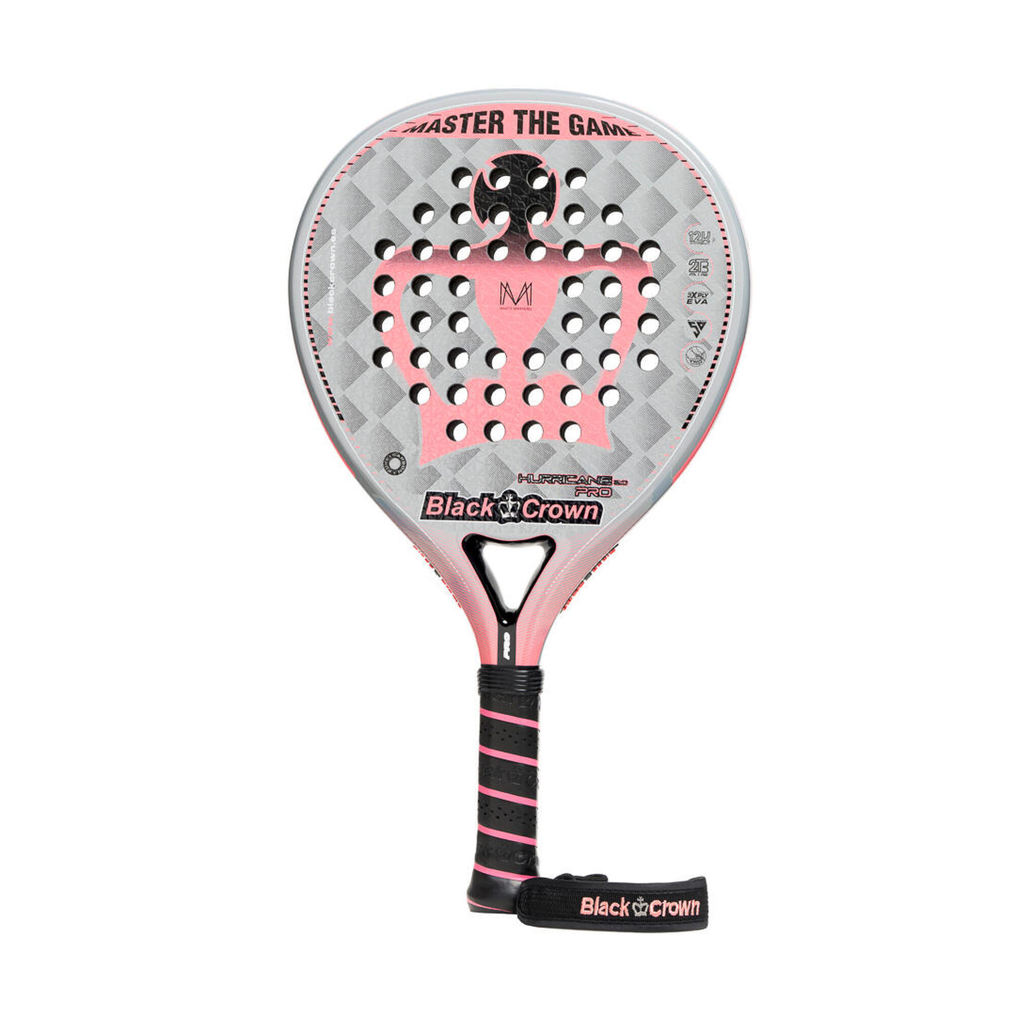 Rakieta do padla Black Crown Hurricane Pro 2.0 szaro-różowa dla dorosłych