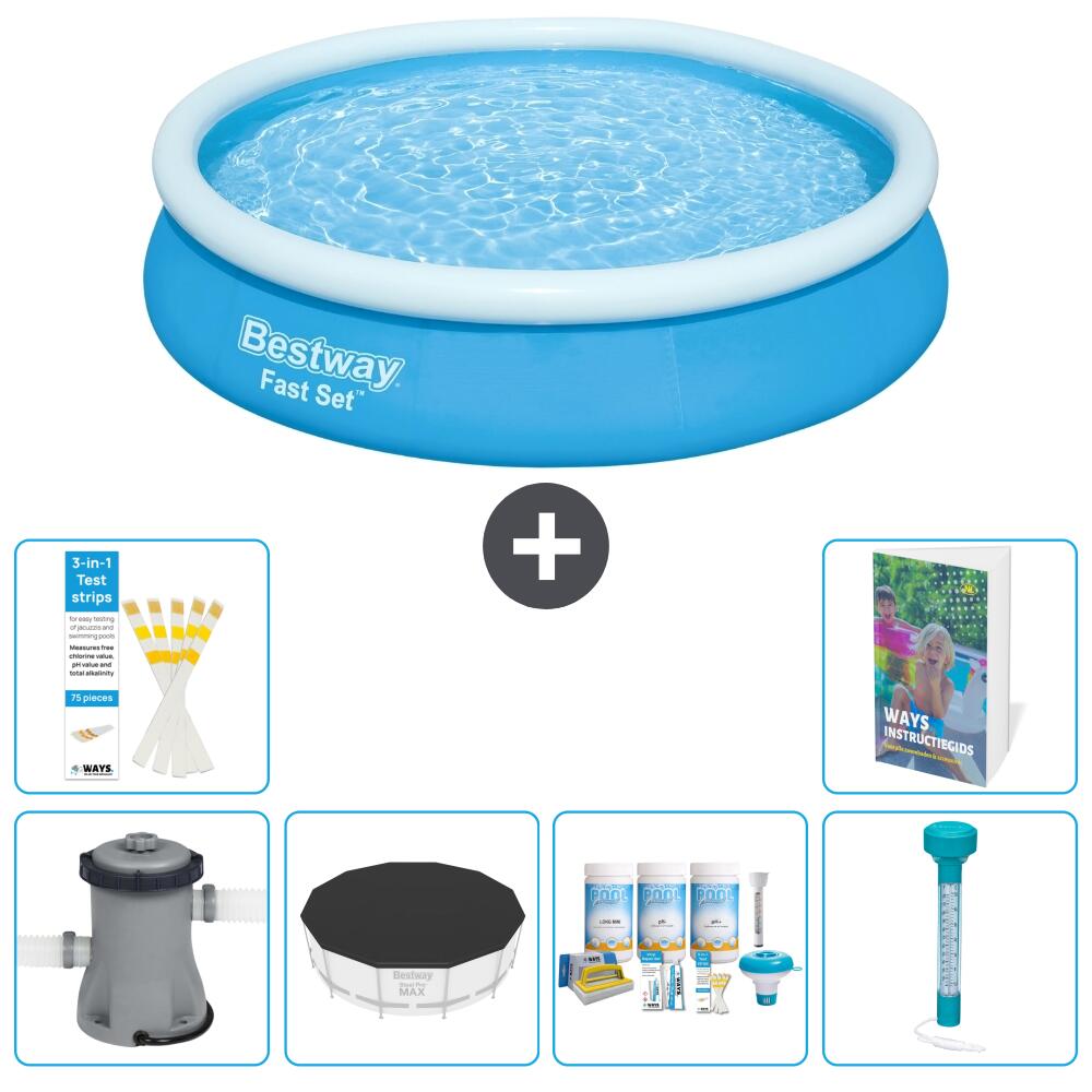 BESTWAY Basen Fast Set Okrągły - 366x76 cm - 7-częściowy S226