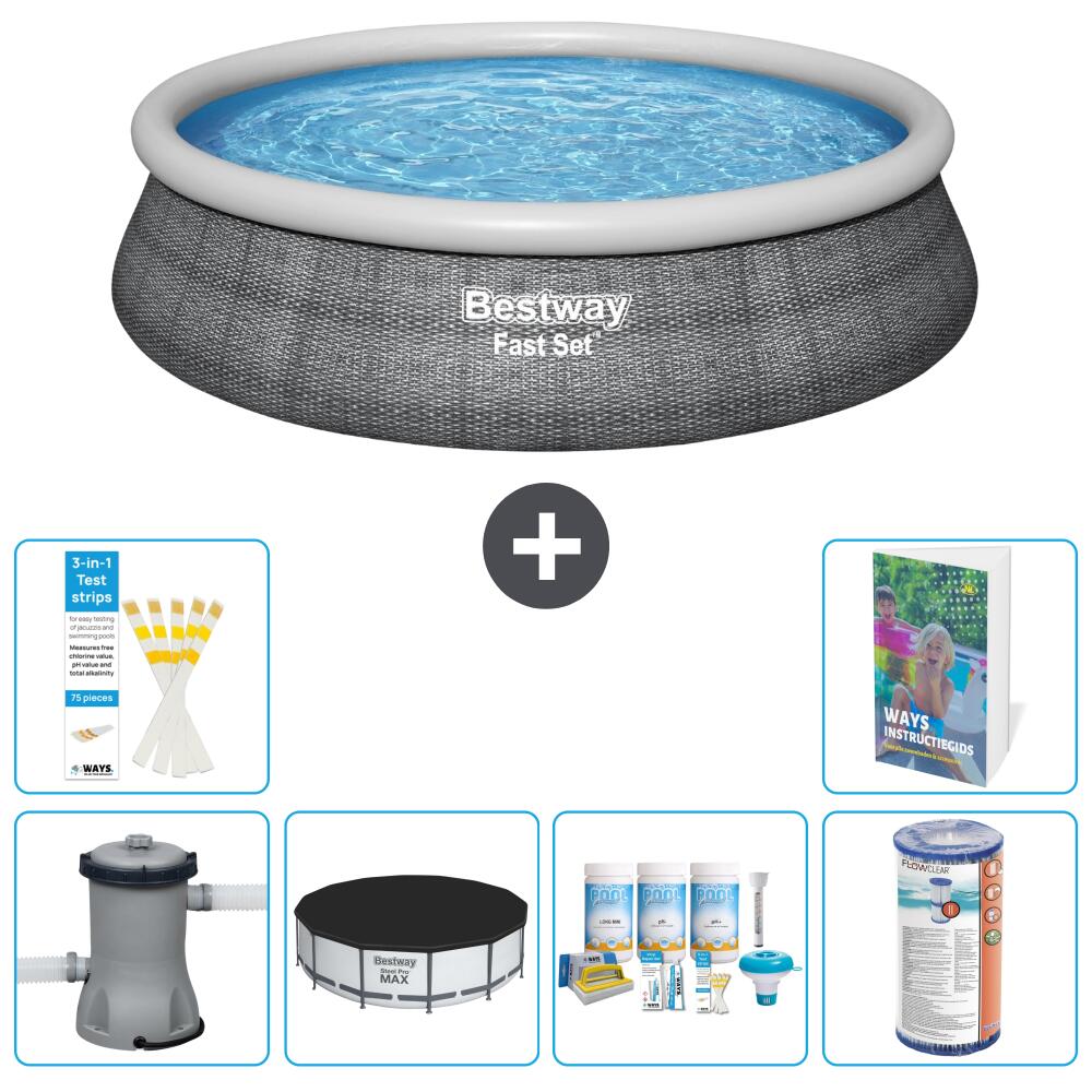 BESTWAY Basen Fast Set Okrągły - 457x84 cm - 7-częściowy S208