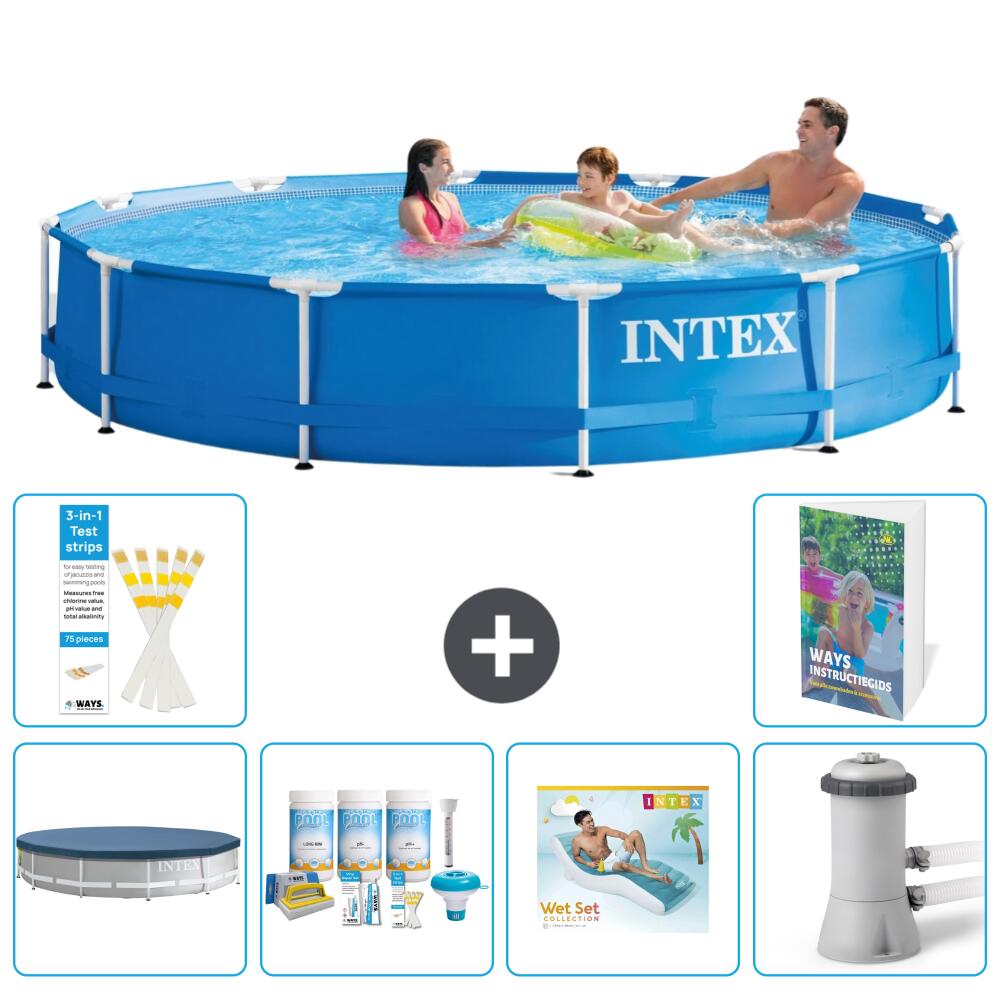 INTEX Basen ze stelażem Okrągły - 366x76 cm - 7-częściowy S172