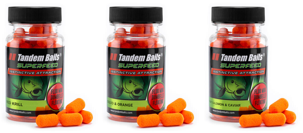 Pływające Mini Dumbells SuperFeed Fluo 30g, zestaw rybnych, 3 szt.