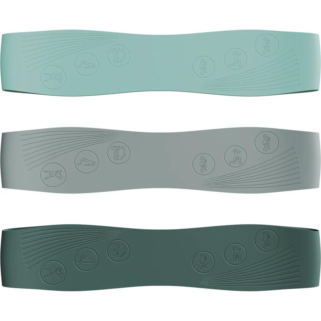 Taśmy oporowe Pilates zestaw 3 silikon 9–18 kg, antypoślizgowe