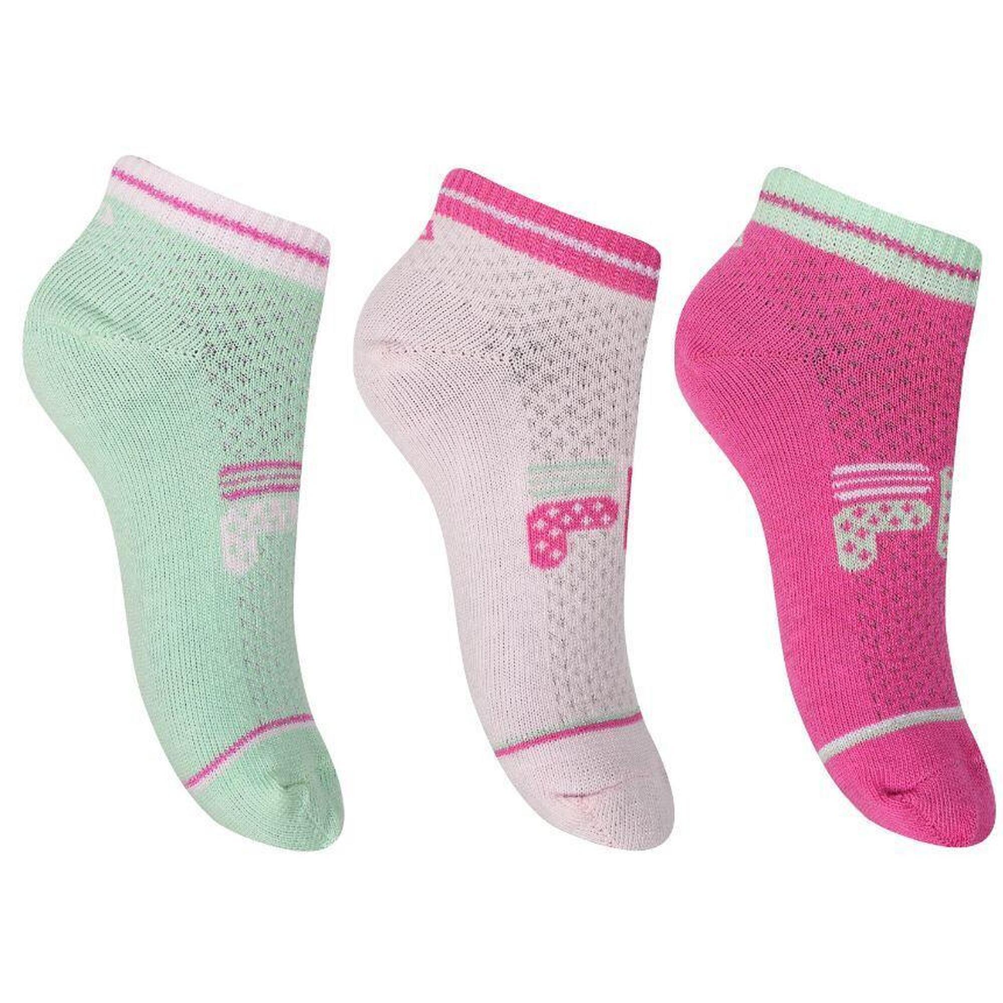 Fila Zestaw 3 par skarpetek dziewczęcych quarter Lipstick mix 23-26