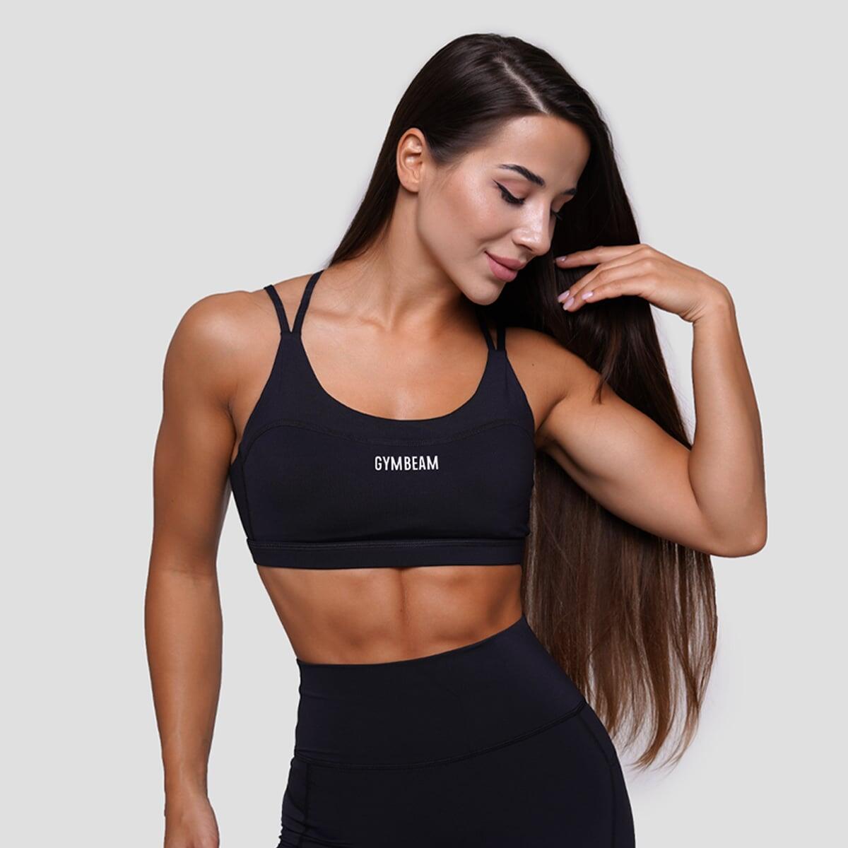 Biustonosz sportowy damski fitness bez zapięcia czarny FIT