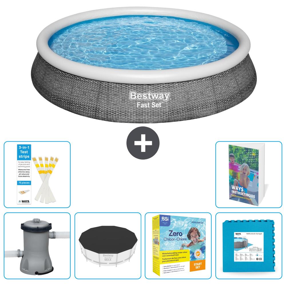 BESTWAY Basen Fast Set Okrągły - 396x84 cm - 7-częściowy S276