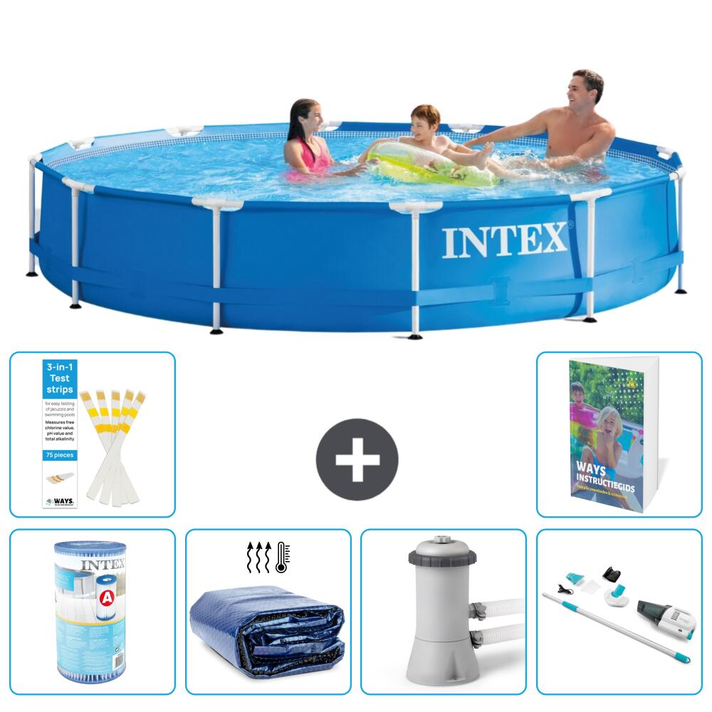 INTEX Basen ze stelażem Okrągły - 366x76 cm - 7-częściowy S27