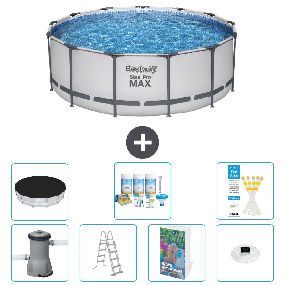 BESTWAY Basen Steel Pro MAX Okrągły - 427x84 cm - 8-częściowy S576