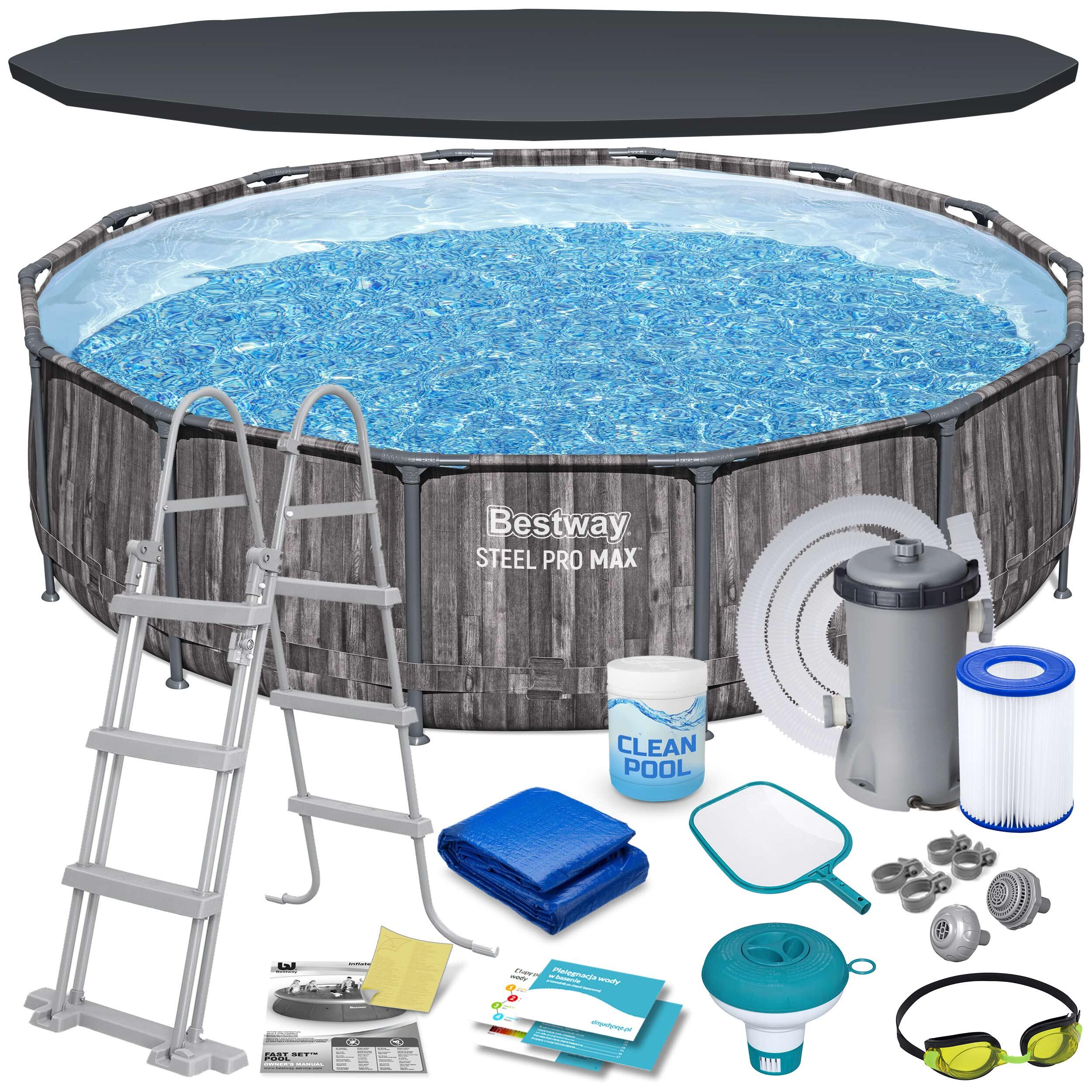 Basen ogrodowy stelażowy 427 x 107 zestaw 17w1 Bestway 5614Z