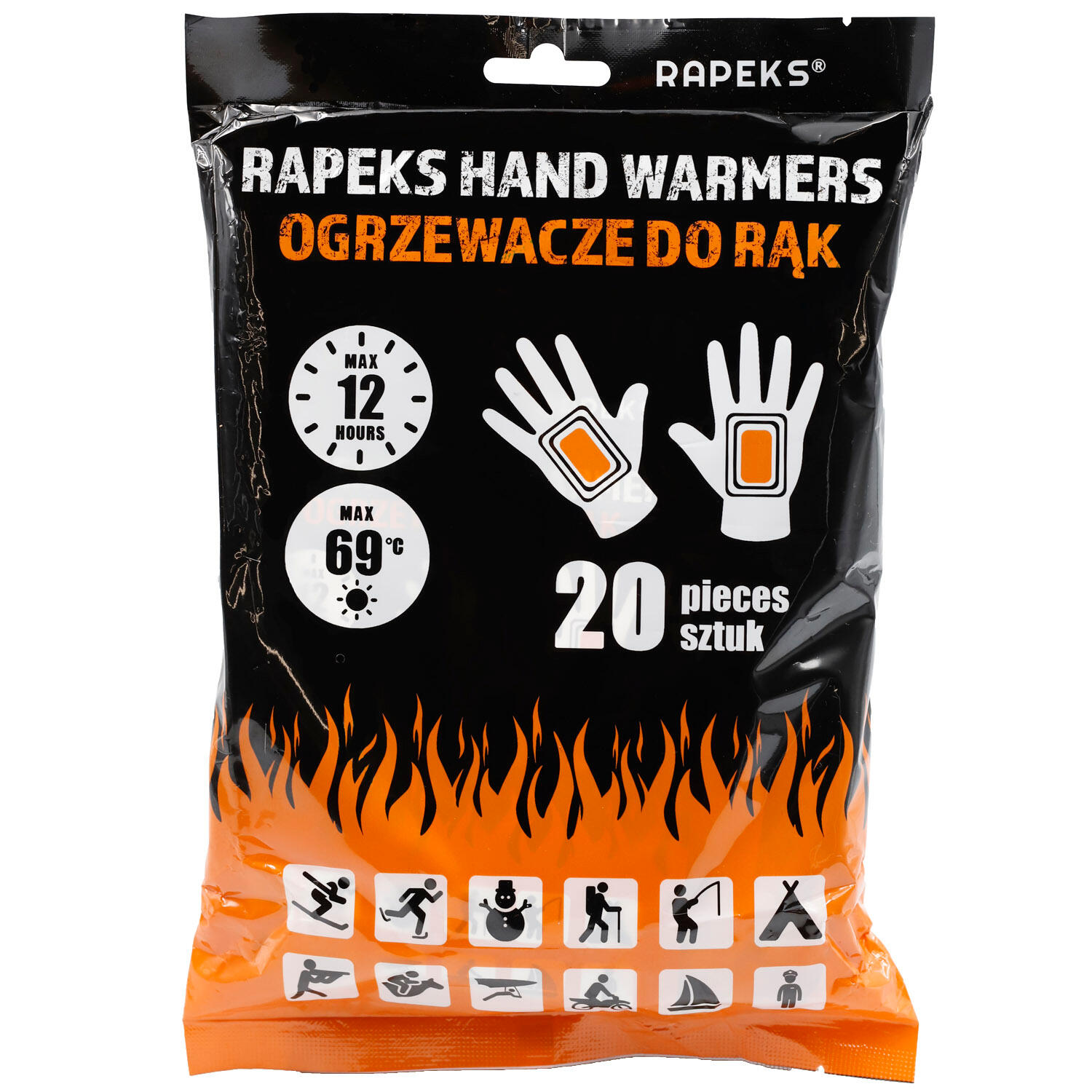 Ogrzewacze do rąk dłoni i ciała Rapeks Hand Warmers 20 sztuk