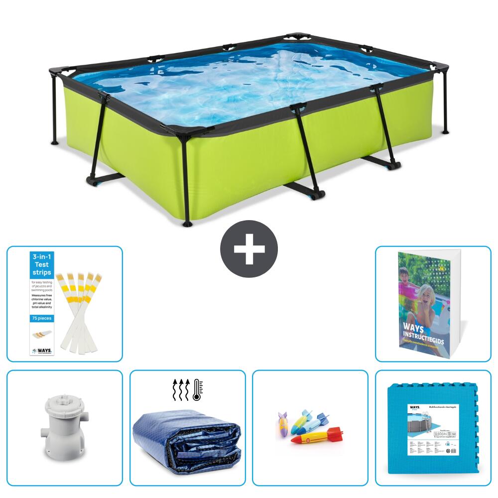 EXIT TOYS Basen Prostokątny - 300x200x65 cm - 7-częściowy S229