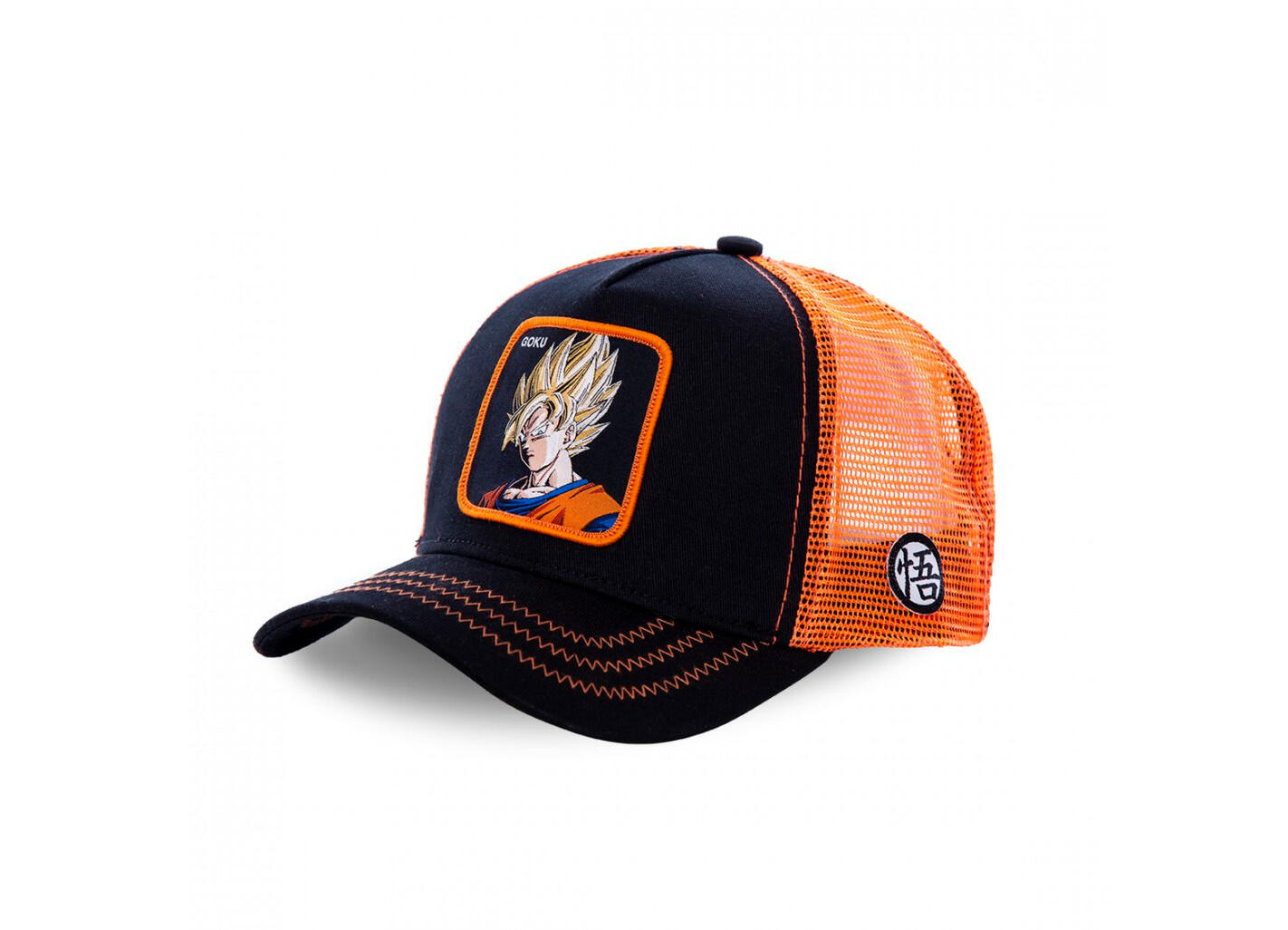 Czapka Trucker Capslab x Dragon Ball Z (Goku Saiyen) - Czarny/Pomarańczowy
