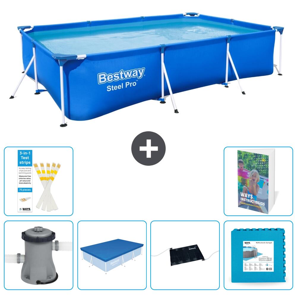 BESTWAY Basen Steel Pro Prostokątny - 300x201x66 cm - 7-częściowy S273