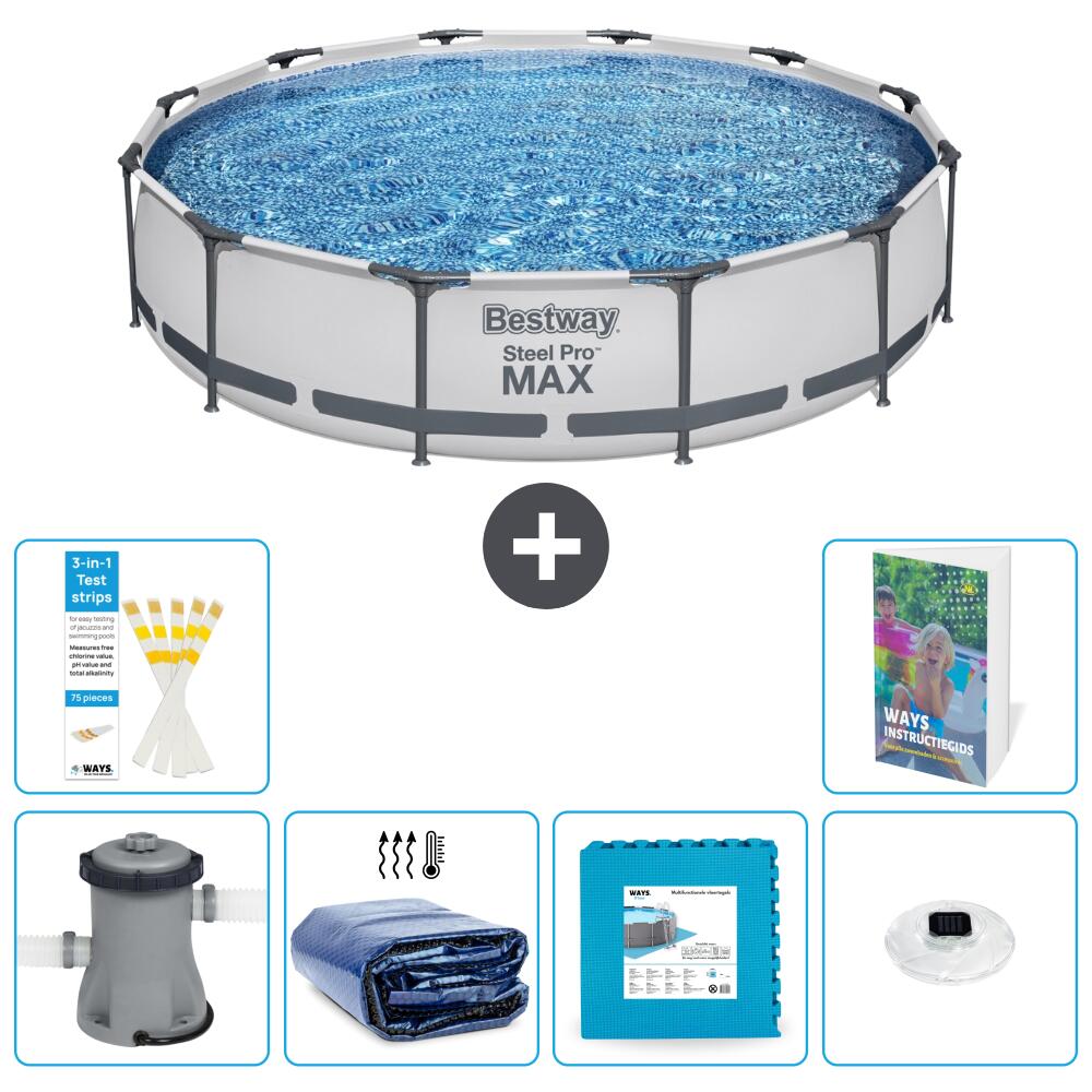 BESTWAY Basen Steel Pro MAX Okrągły - 366x76 cm - 7-częściowy S326