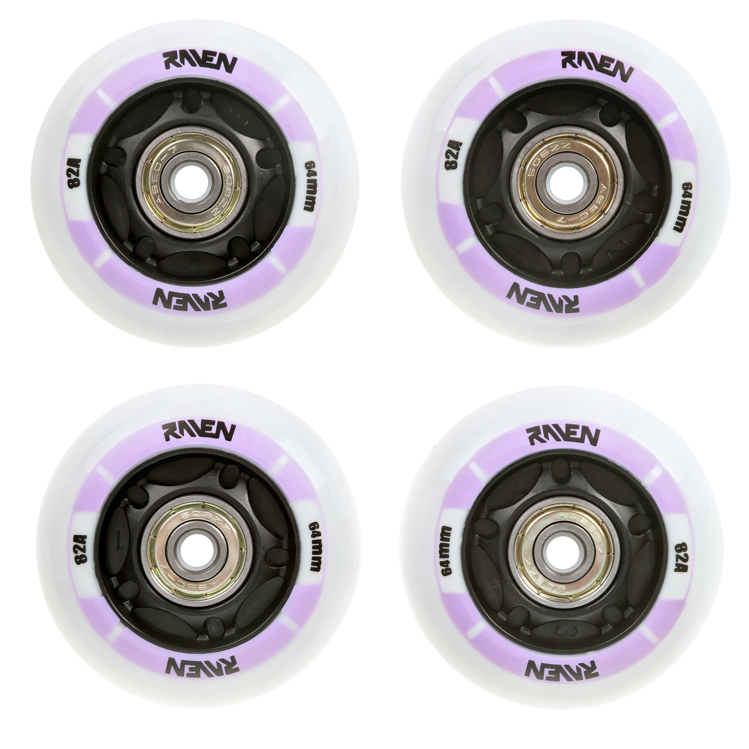 4x Świecące kółka LED + łożyska do rolek Raven Helixi 64mm