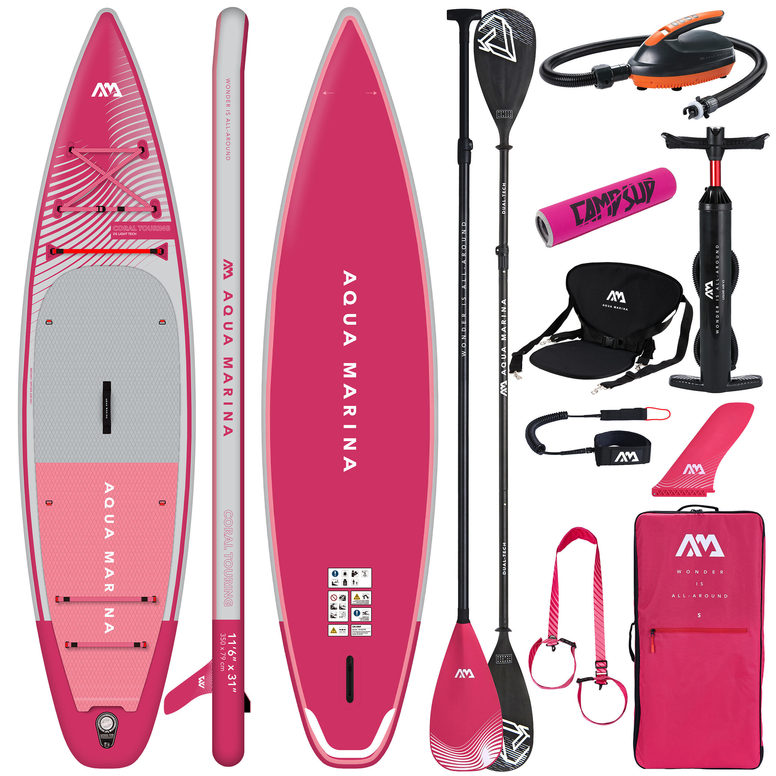 Deska Sup Aqua Marina Coral Touring Raspberry 11'6 + ZESTAW SUPER COMBO