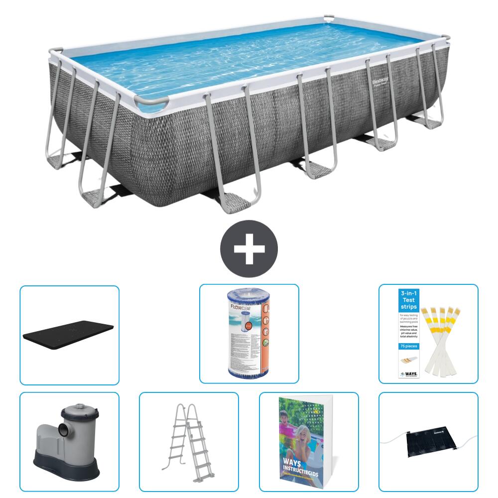 BESTWAY Basen Power Steel Prostokątny - 549x274x122 cm - 8-częściowy S619