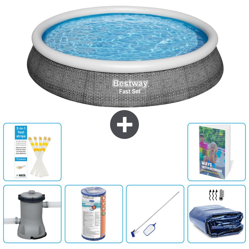 BESTWAY Basen Fast Set Okrągły - 396x84 cm - 7-częściowy S194