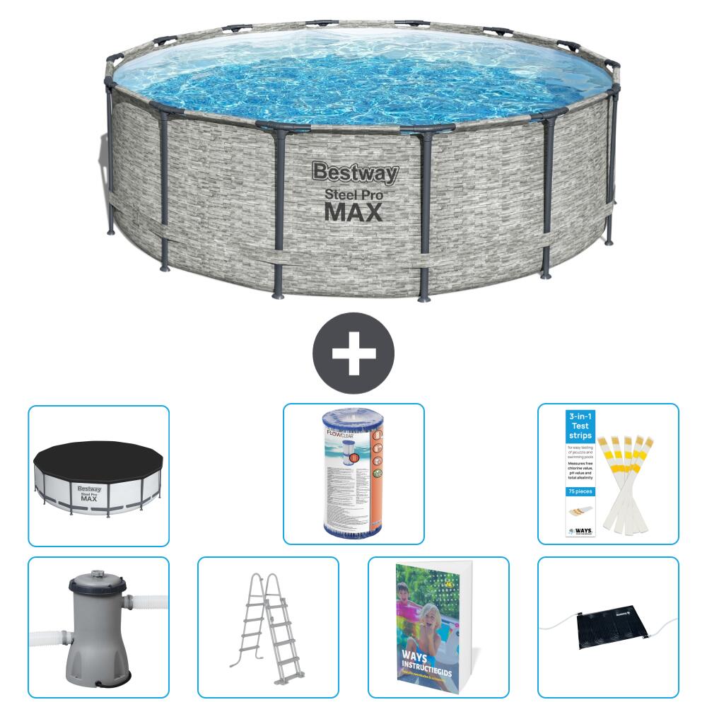 BESTWAY Basen Steel Pro MAX Okrągły - 427x122 cm - 8-częściowy S619