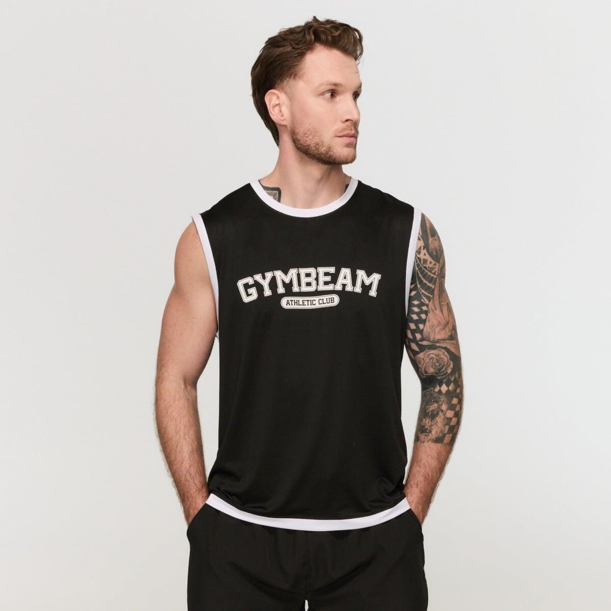 Tank top męski fitness oddychający czarny Varsity