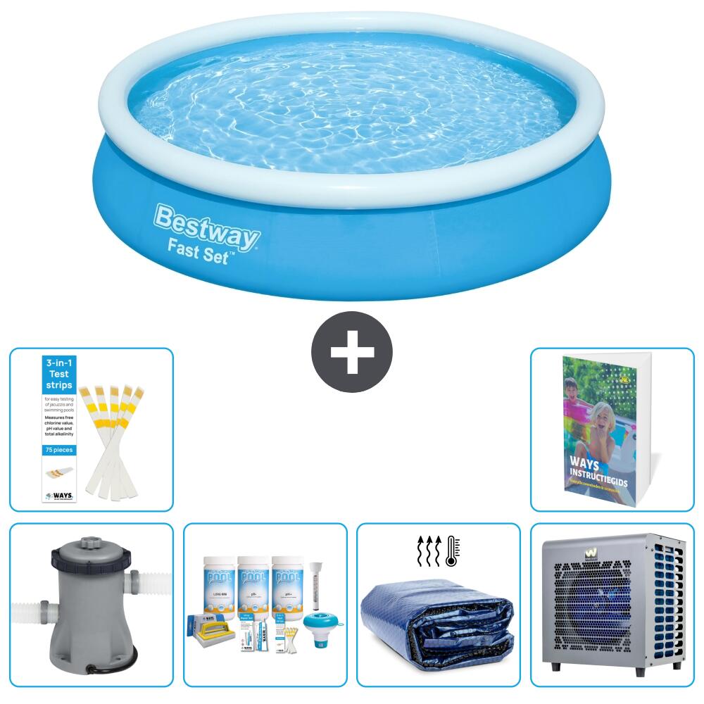 BESTWAY Basen Fast Set Okrągły - 366x76 cm - 7-częściowy S302