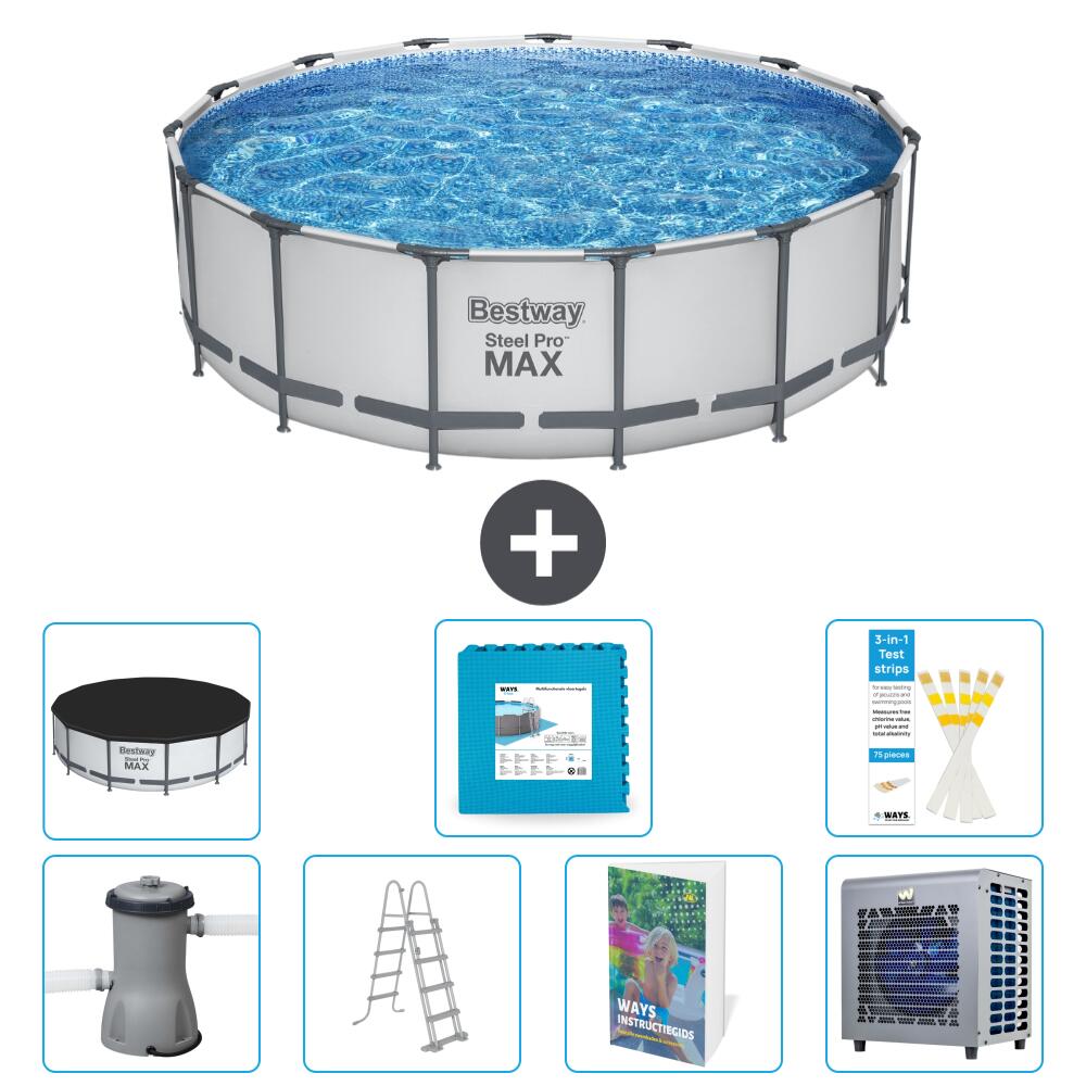 BESTWAY Basen Steel Pro MAX Okrągły - 488x122 cm - 8-częściowy S601