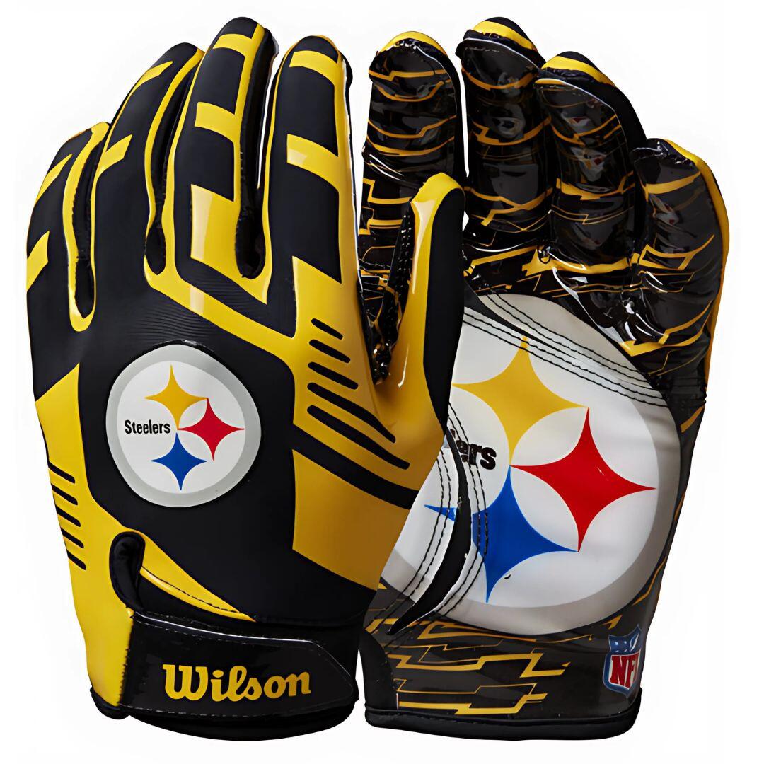 Zdjęcia - Pozostałe akcesoria Wilson Gants de Football Américain  NFL Pittsburgh Steelers Stretch Fit receveur Czarny/Wielokolorowy Unique size 
