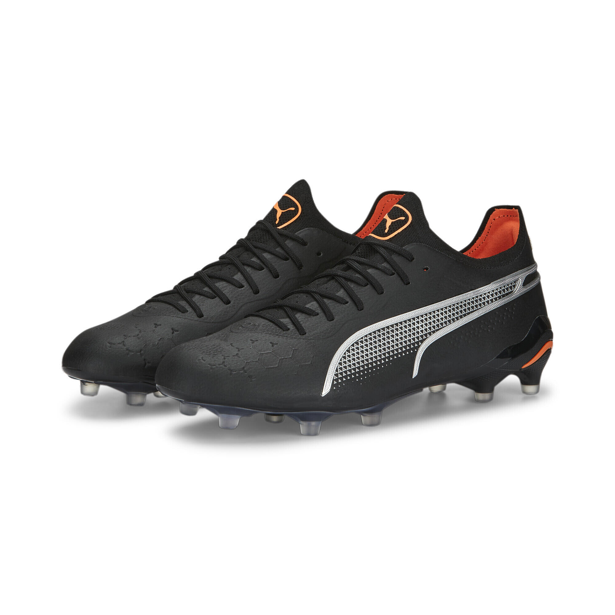 Buty piłkarskie PUMA KING ULTIMATE FG/AG Czarny Srebrny Ultra Pomarańczowy