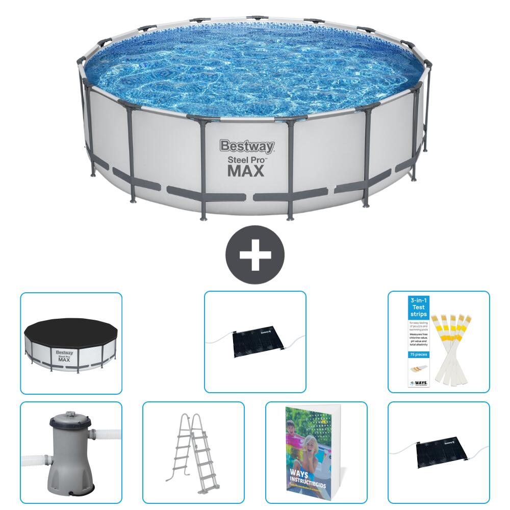 BESTWAY Basen Steel Pro MAX Okrągły - 488x122 cm - 8-częściowy S562