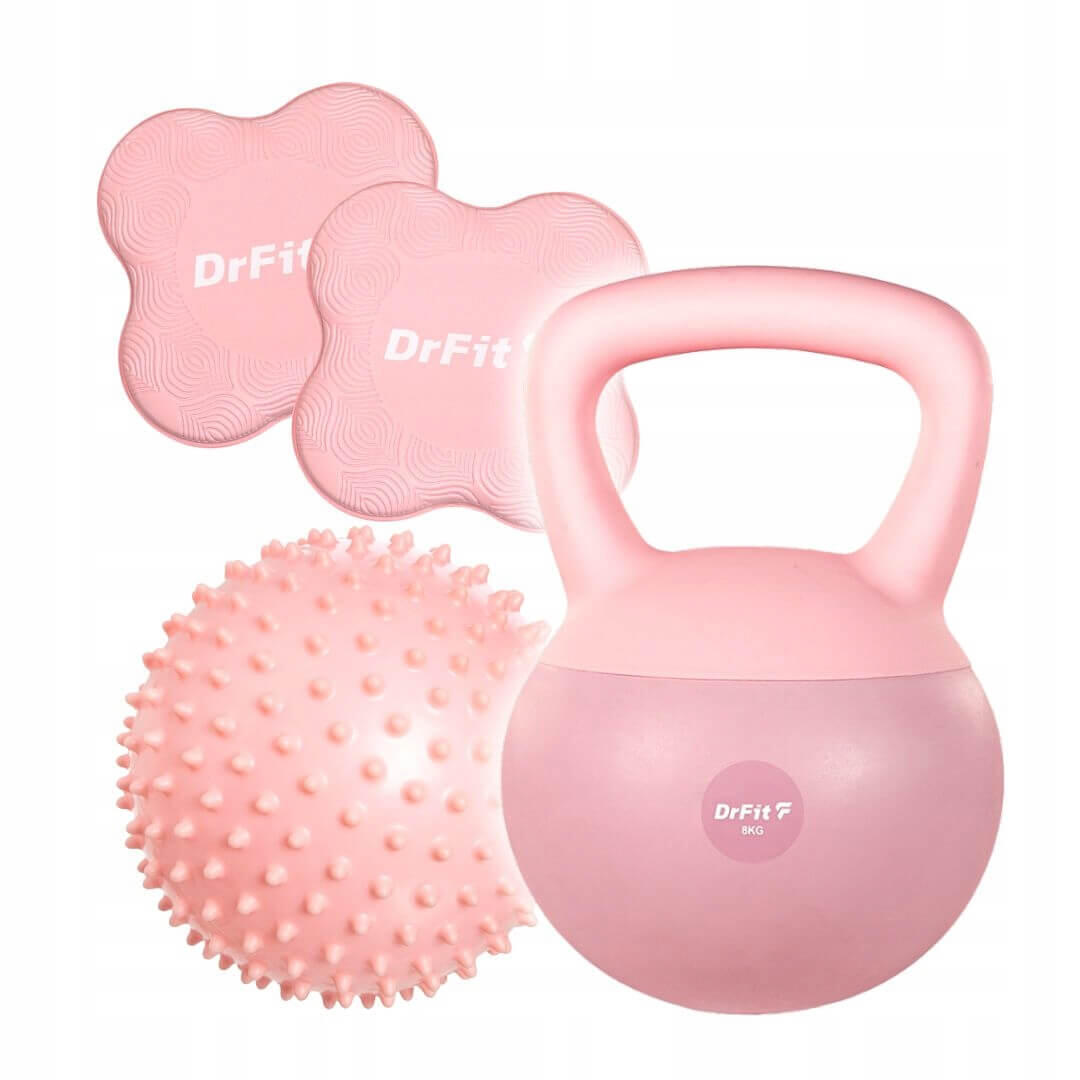Zestaw DrFit siłowy: kettlebell 8 kg, podkładki, piłka sensoryczna