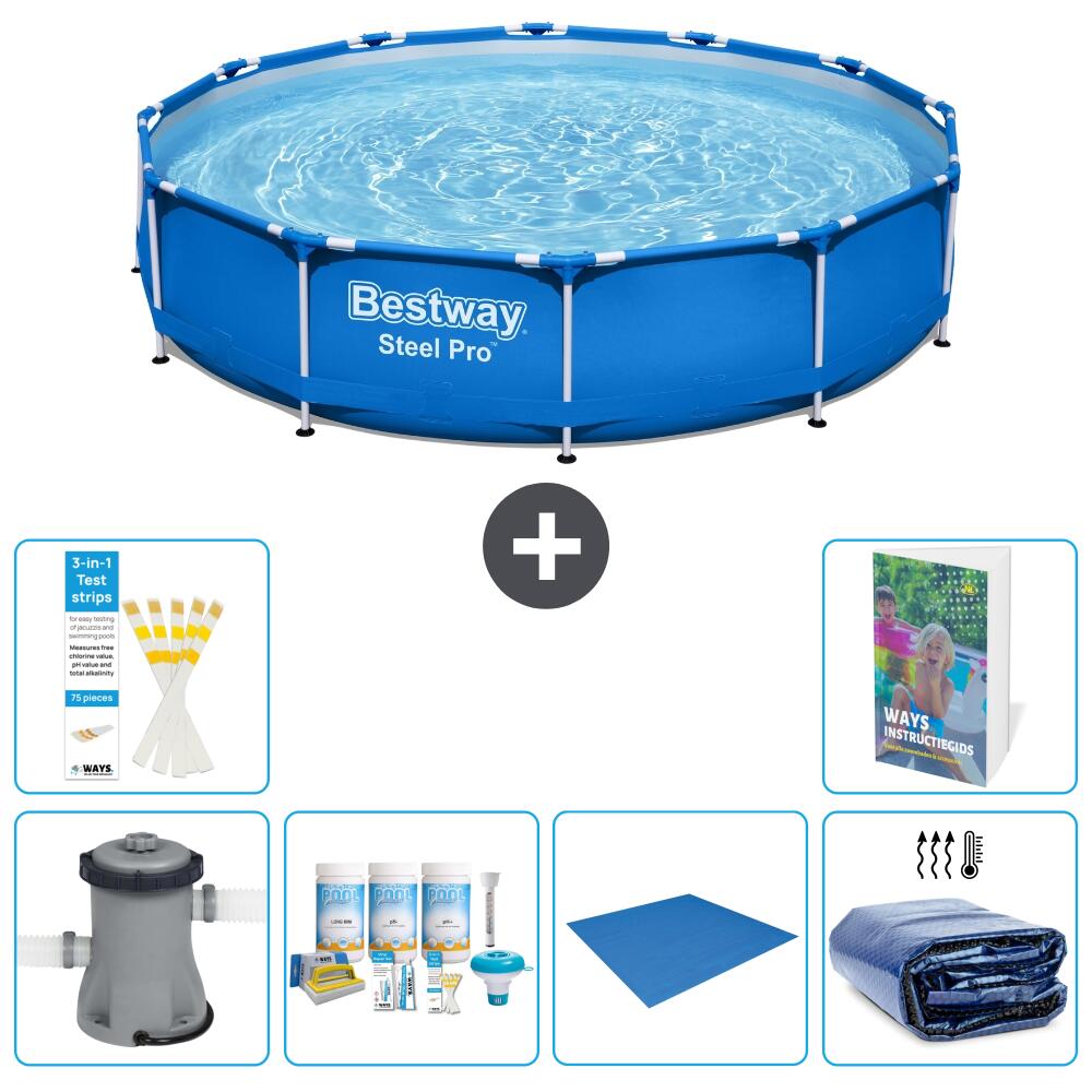 BESTWAY Basen Steel Pro Okrągły - 366x76 cm - 7-częściowy S289