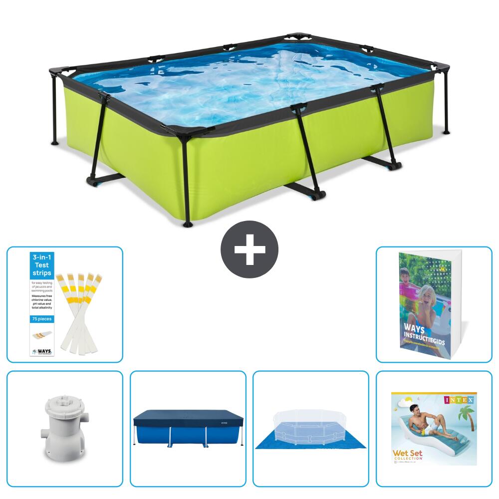 EXIT TOYS Basen Prostokątny - 300x200x65 cm - 7-częściowy S322